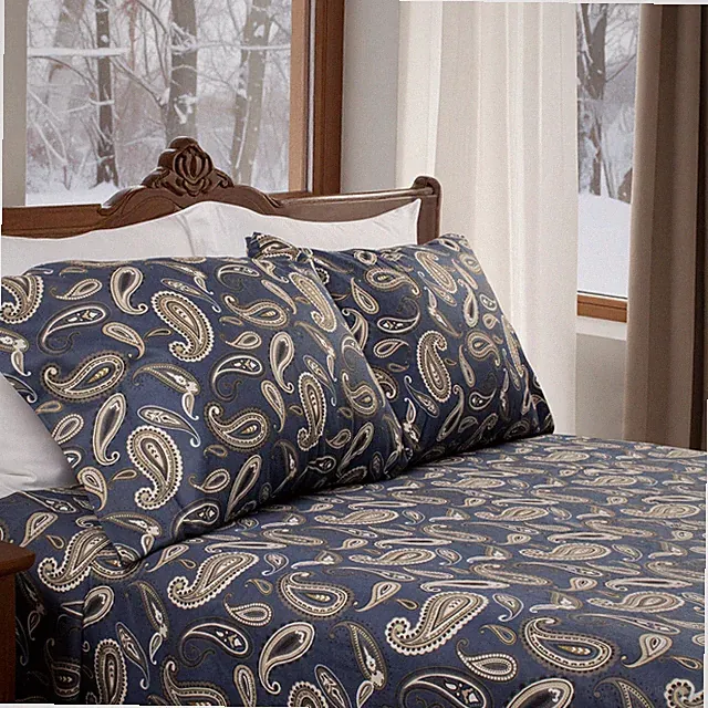 100% Cotton Flannel Bed Sheets Floral Paisley Deep Pocket Sheet Set