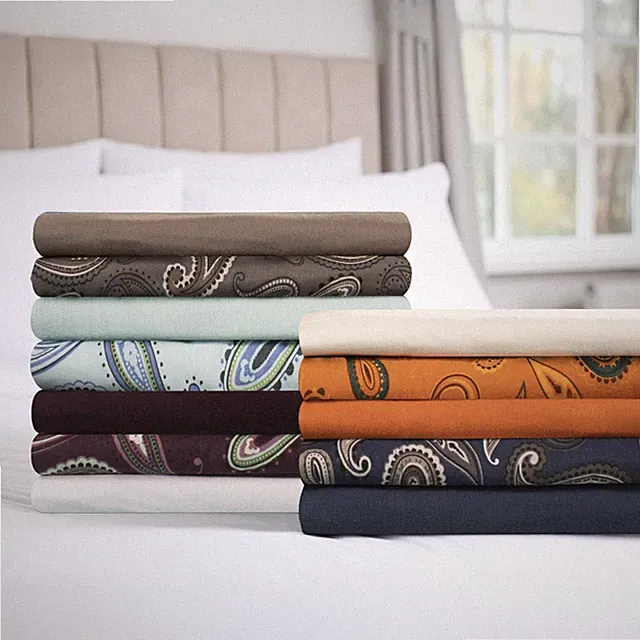100% Cotton Flannel Bed Sheets Floral Paisley Or Solid Deep Pocketed Sheet Set