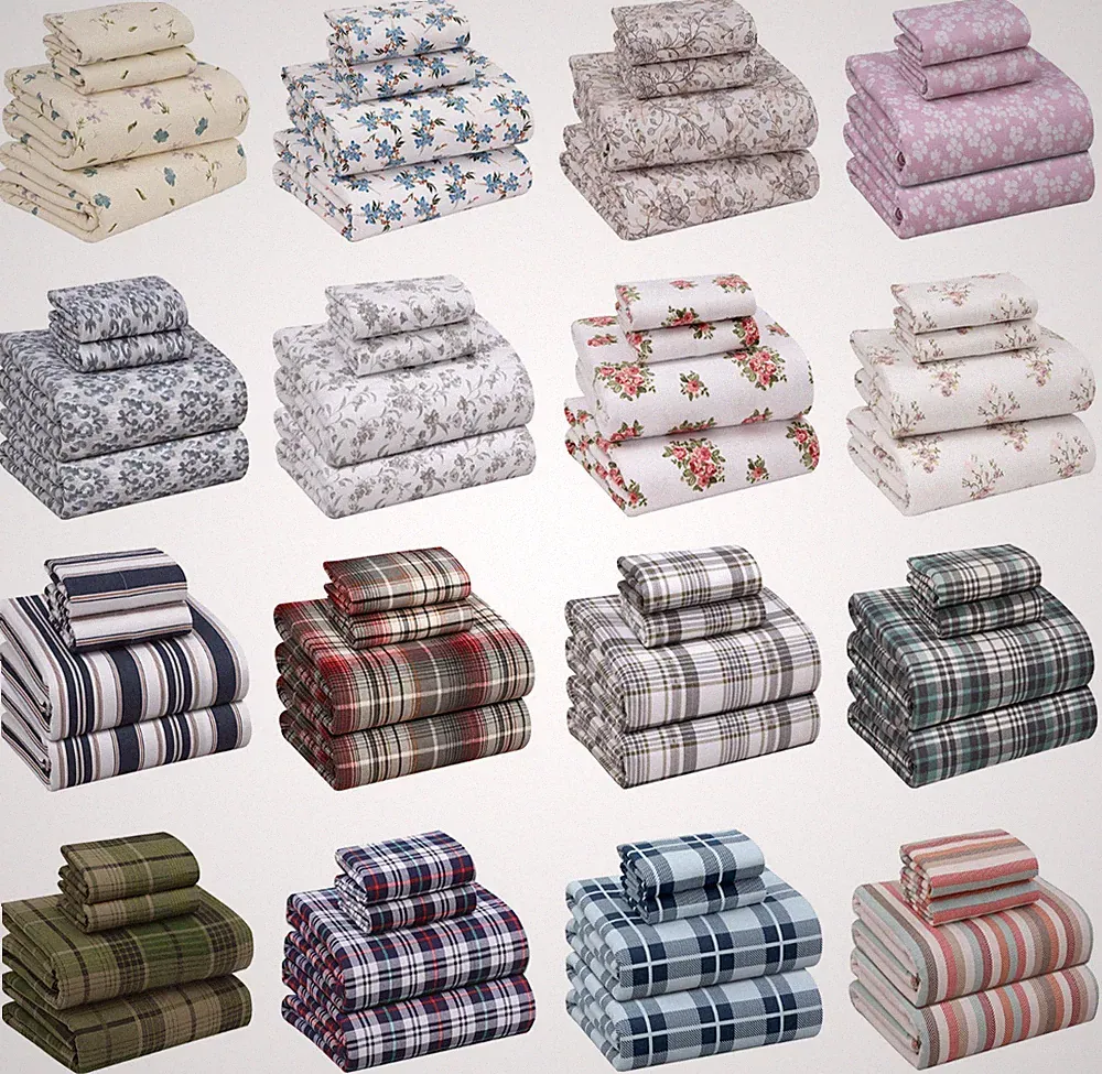 100% Cotton Flannel Sheet Set Deep Pockets Breathable Warm 170 GSM Soft Cozy