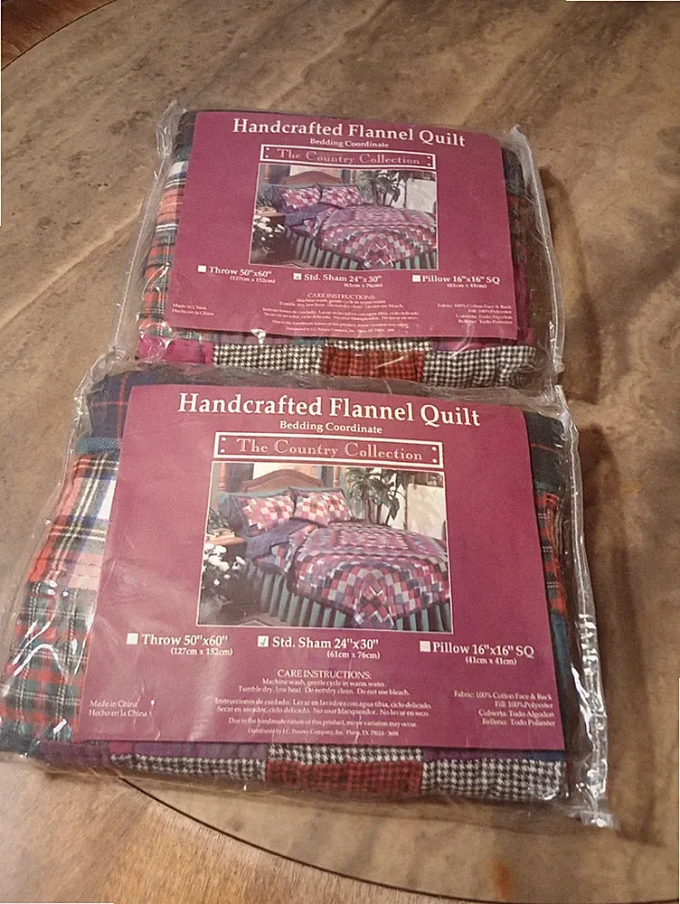 2 Vintage? The Country Collection Flannel Plaid Pillow Shams J.C. Penney New!