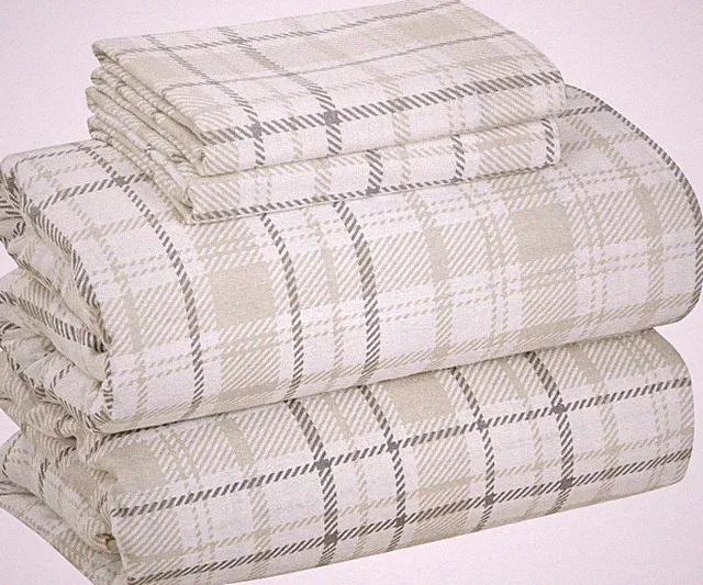 4 Piece 100% Cotton Flannel Sheets Twin Size Bed Set - Warm & Extra Soft, Hig...