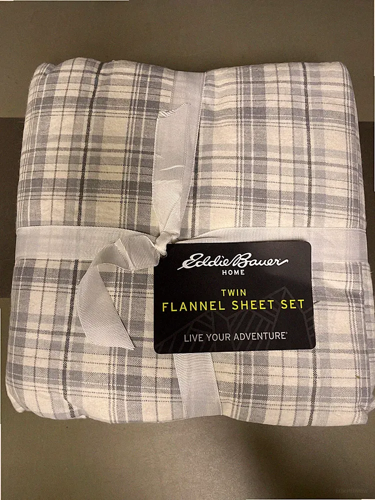 Beacon Hill 3-Piece Pastel Gray Plaid Flannel Twin Sheet Set