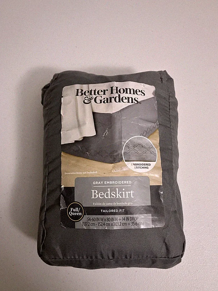 BETTER HOMES & GARDENS Full/Queen Bed Skirt 14" Drop Color:Grey Flannel NIP