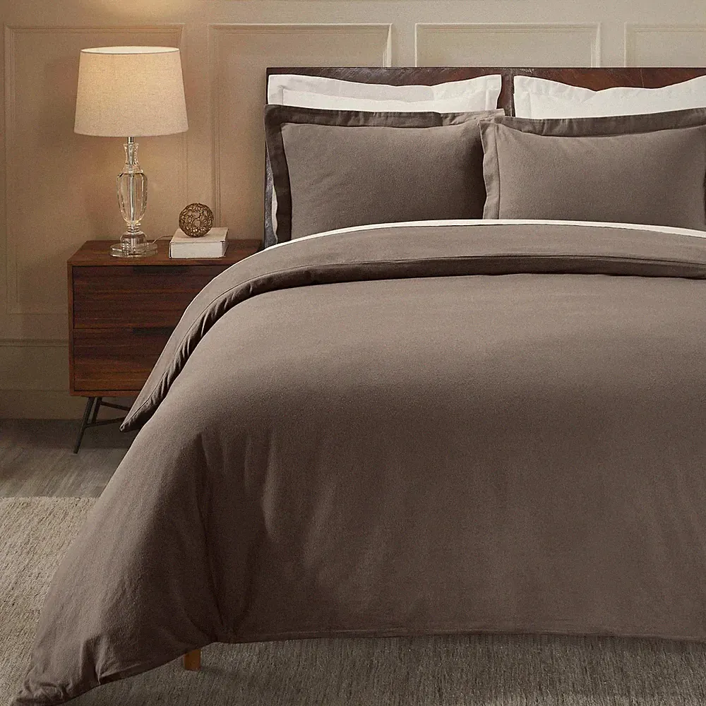 Cotton Flannel Duvet Cover Set, Brushed Cotton Bedding, Cozy Comfort, Soft, 3...