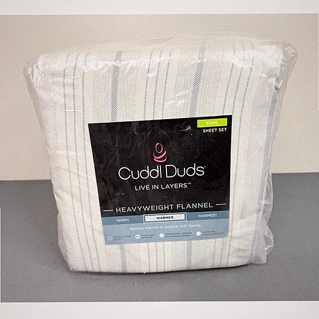 Cuddl Duds Cotton Flannel Sheet Set with Pillowcases KING in Everyday Stripe