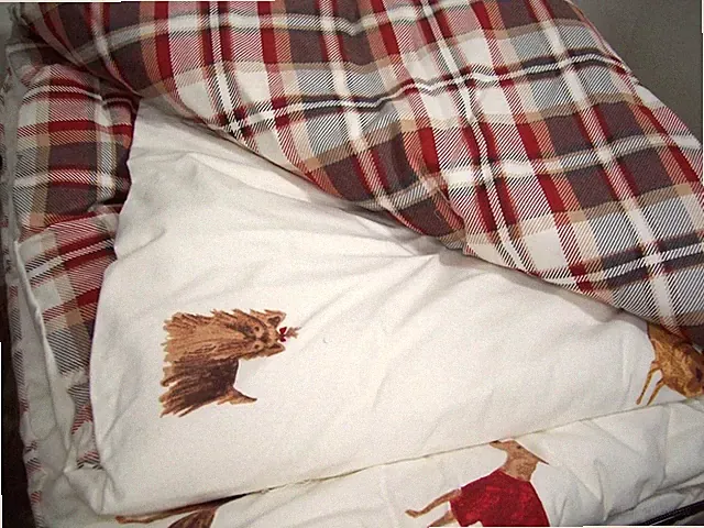 Cuddl Duds Reversible Dog Plaid Flannel Full Queen Comforter Shams Throw Pillow