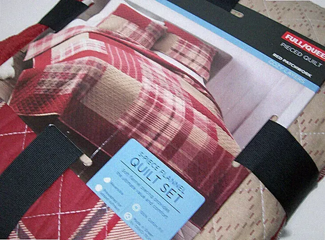 Cuddl Duds Thin Multi Colors Red Plaid Flannel Patchwork Full Queen Quilt Shams