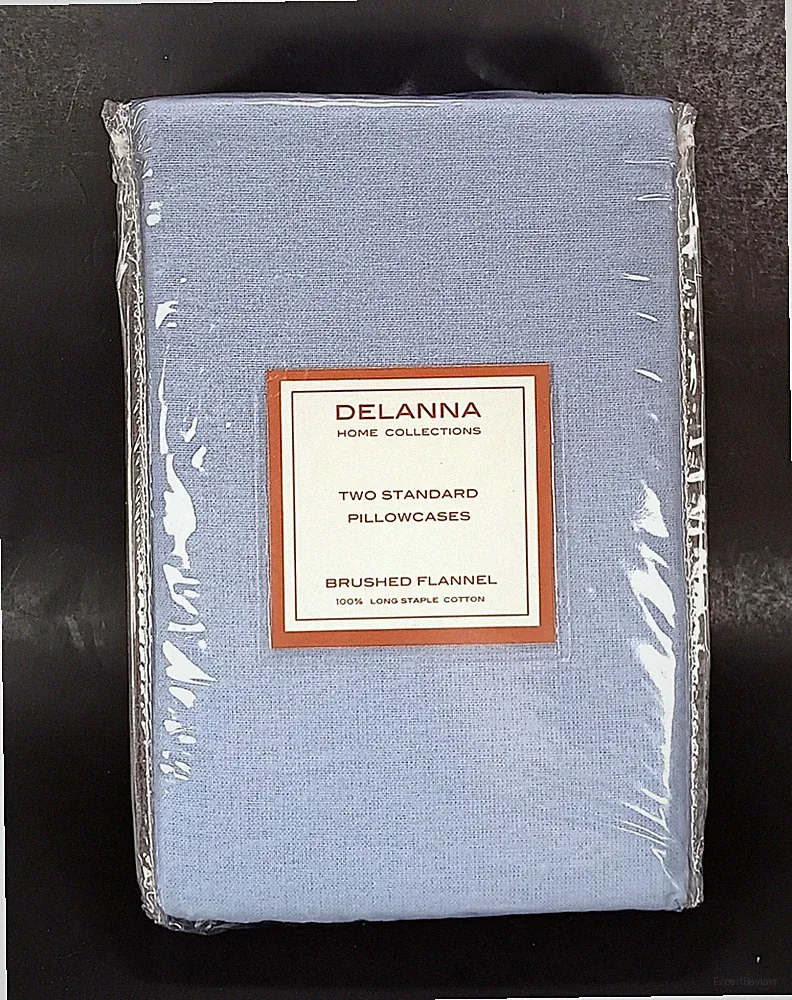 DELANNA Flannel Pillowcases 2 Standard Size Blue Cotton Bedding 20" x 30" NEW