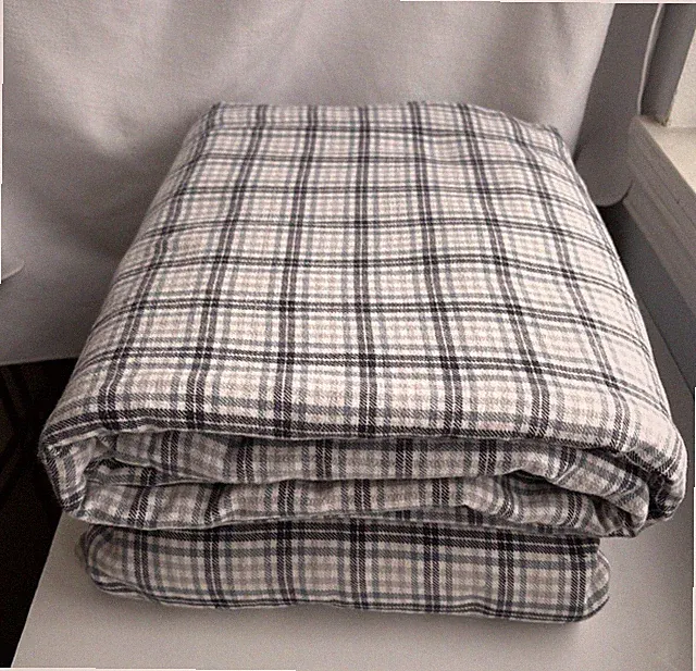 Eddie Bauer Cotton Flannel Plaid Blue/Black/Tan/White Queen Flat & Fitted sheets