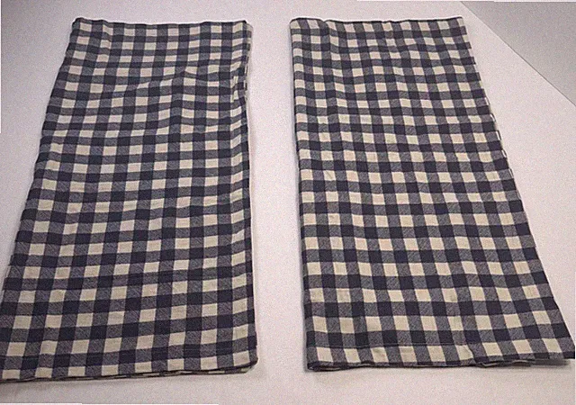 Eddie Bauer Kingston Buffalo Check Plaid Euro Shams (2) Navy Ivory Cott Flannel