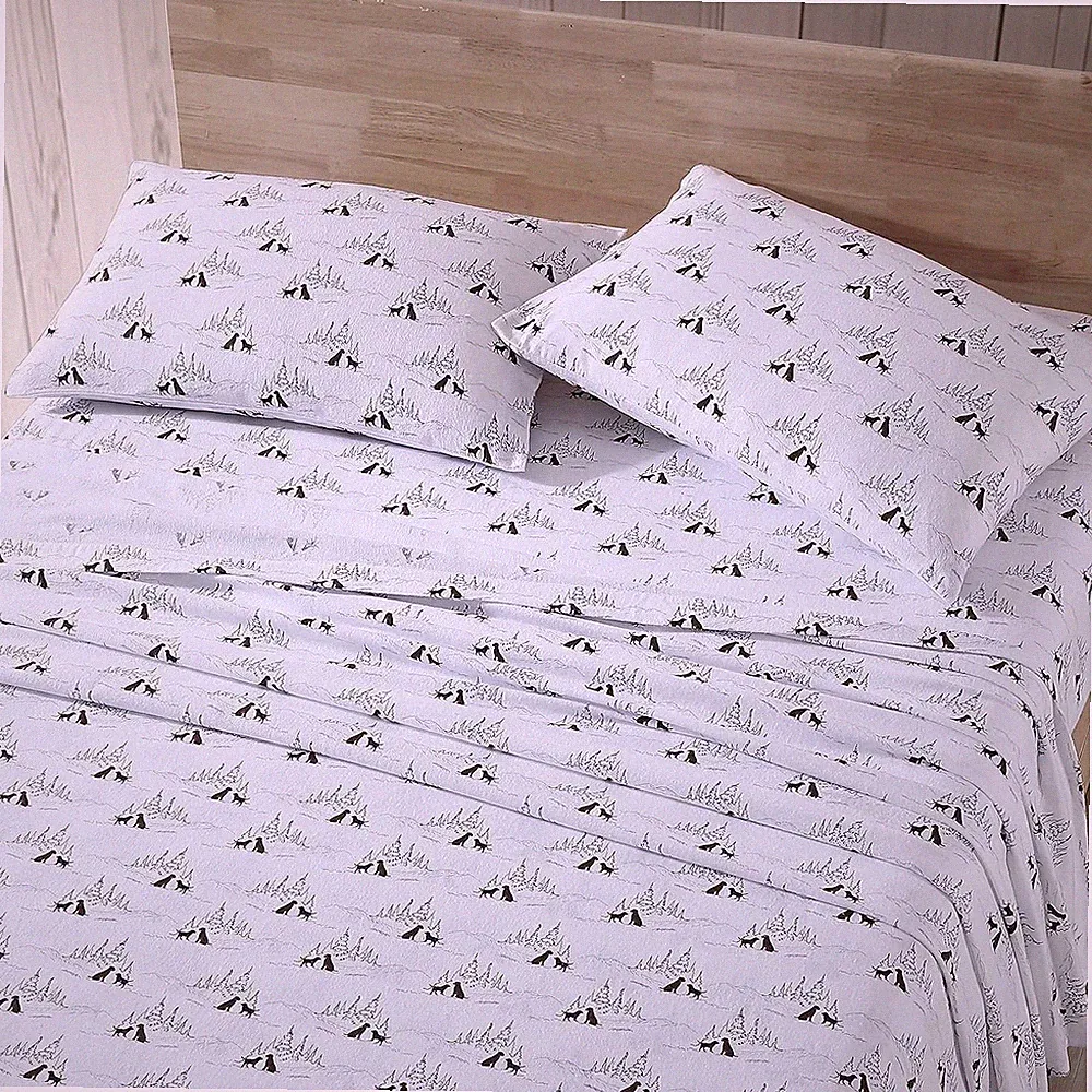 Eddie Bauer - Twin Sheets, Cotton Flannel Bedding Twin, Dog Friends White