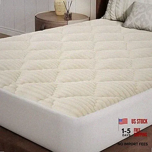 Flannel Mattress Topper, Ultra Soft Faux Fur Mattress Pad with Queen White