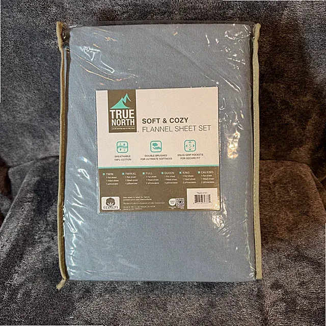 Flannel Twin Sheet Set True North Soft and Cozy Brand New Blue