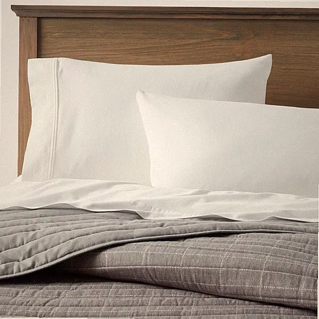 Full/Queen Flannel Windowpane Quilt Charcoal Gray - Threshold: Cotton Backing