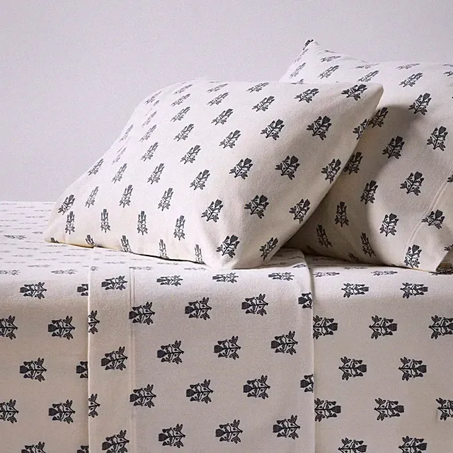 Full Ultra Soft Flannel Sheet Set Blue Woodblock - Threshold