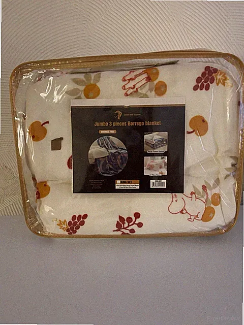 Kashmir Home Collection King Flannel Blanket Set 3pc White Red Yellow Orange