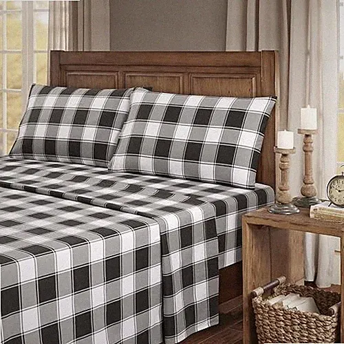 Kathy Ireland 100% Turkish Cotton Flannel Sheet Gingham Plaid - California King