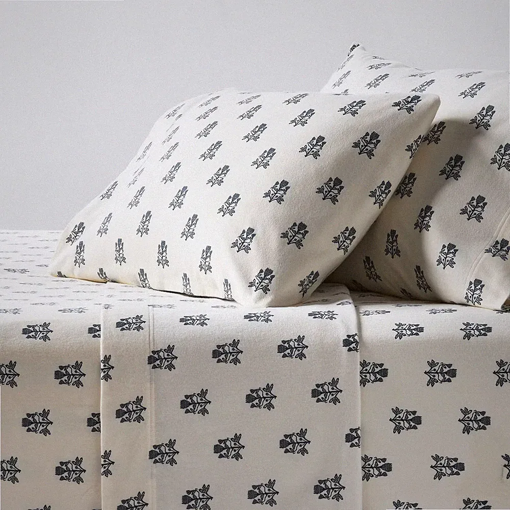 King Ultra Soft Flannel Sheet Set Blue Woodblock - Threshold