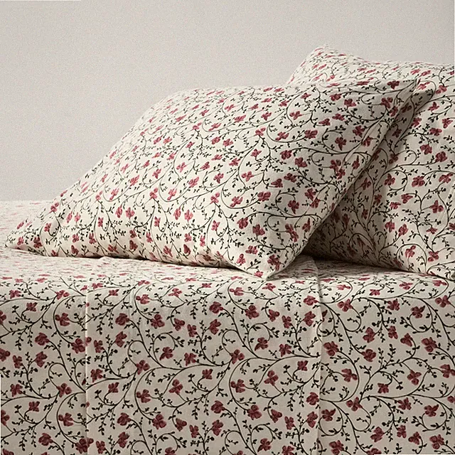 King Ultra Soft Flannel Sheet Set Ivory Floral - Threshold