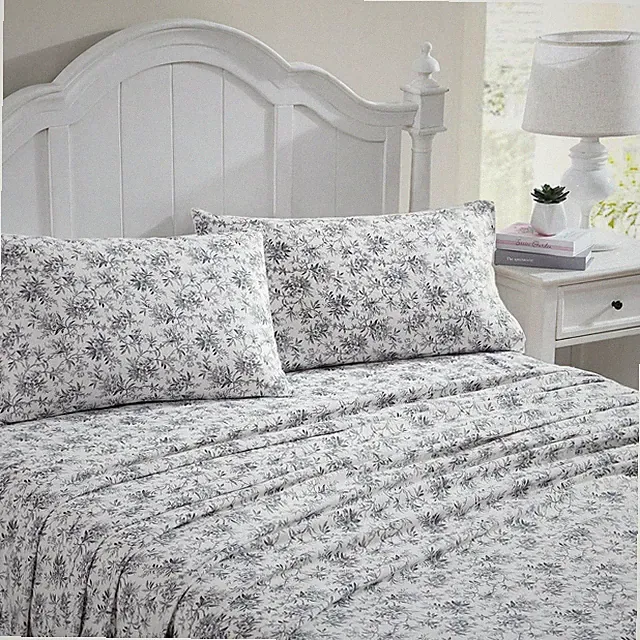 Laura Ashley Home - 3 pieces Twin Sheets, Cotton Flannel Bedding Set, Brushed...