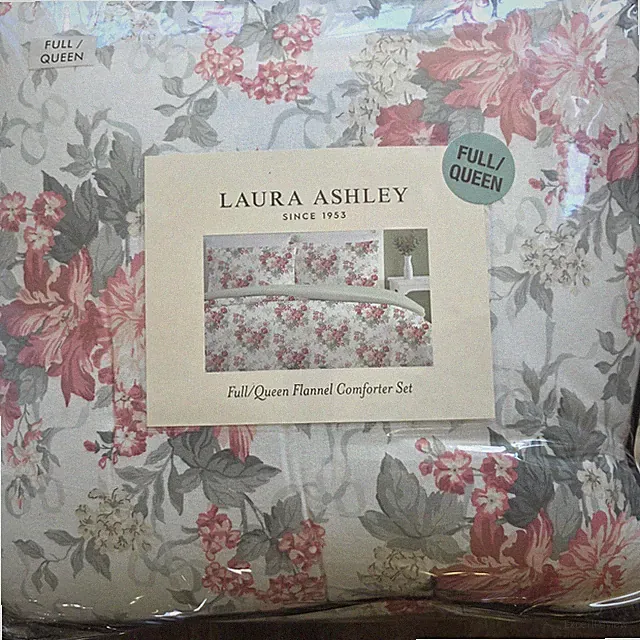 Laura Ashley Rose Floral Full Queen Comforter Set Flannel Cottage NEW