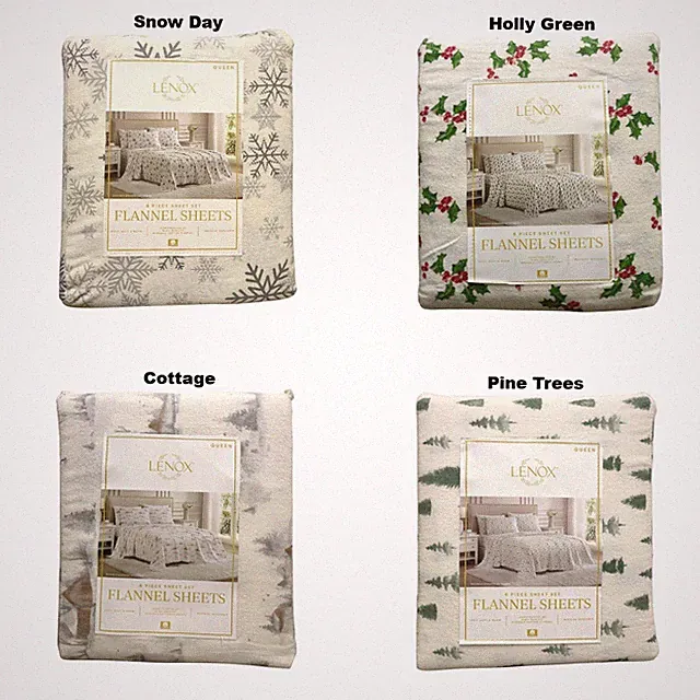 Lenox 6-Piece Soft & Warm 100% Cotton Flannel Sheet Set, Queen