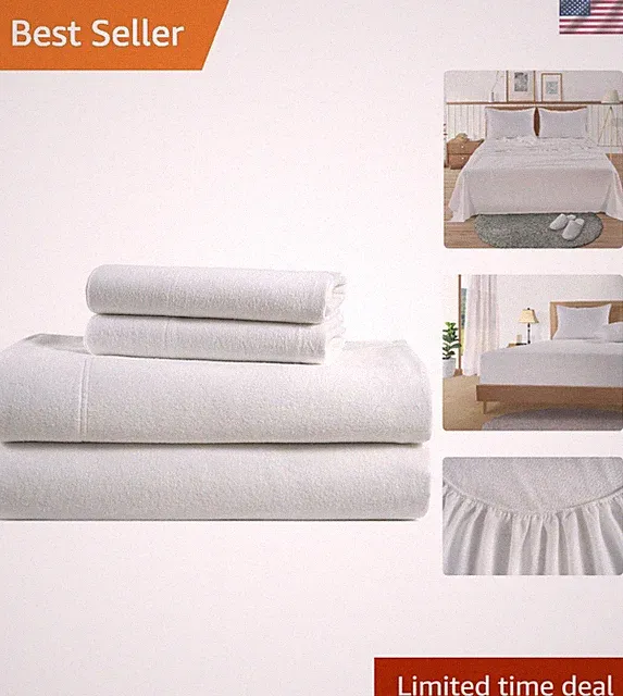 Lightweight Cozy Cotton Flannel Queen Sheets - 15 Inch Pocket & Machine Washable