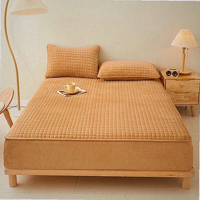 LweiPsqLin Quilted Flannel Fitted Sheets,Soft Flannel Fleece Mattress Top- Su...