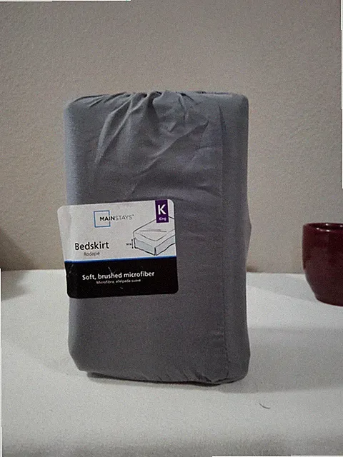 Mainstays Soft Microfiber Bedskirt Grey Flannel King in a Bag 78”x80”x14”