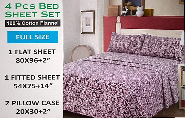 Maxmal Home 100% Cotton 3 Pieces Flannel Sheet Set Full Ssize, Soft, Breathable