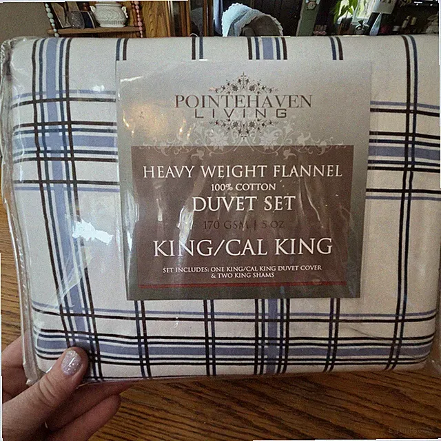NIP Pointehaven Living Hvy Wht Flannel Duvet Set W/ 2 King Shams. King/Cal King