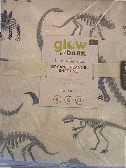 Pottery DINO BONES VAR Sizes Sheet Set Organic Cotton New Christmas FLANNEL NWTG