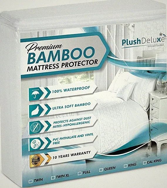 Premium Bamboo Mattress Protector – Queen Size, Waterproof, & Ultra Soft Breatha