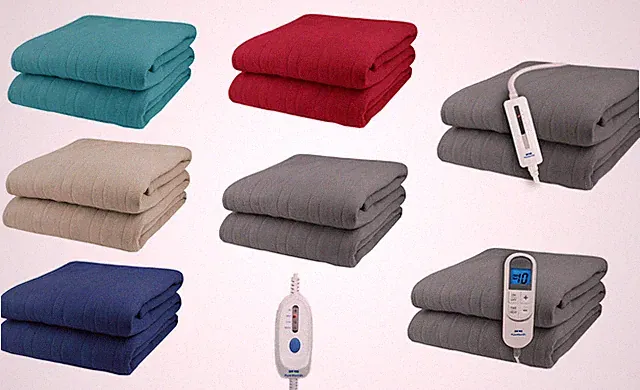 Pure Warmth Solid Flannel Electric Heated Warming Blanket