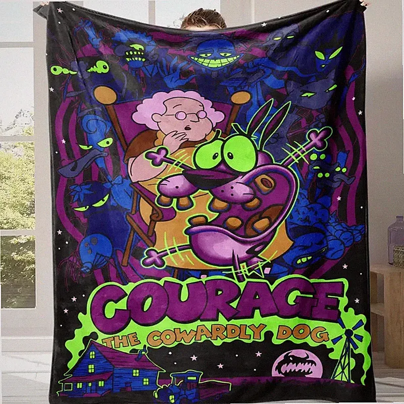 Retro 90s Spooky Cartoon Dog Inspired Flannel Blanket Cozy Gift Throw