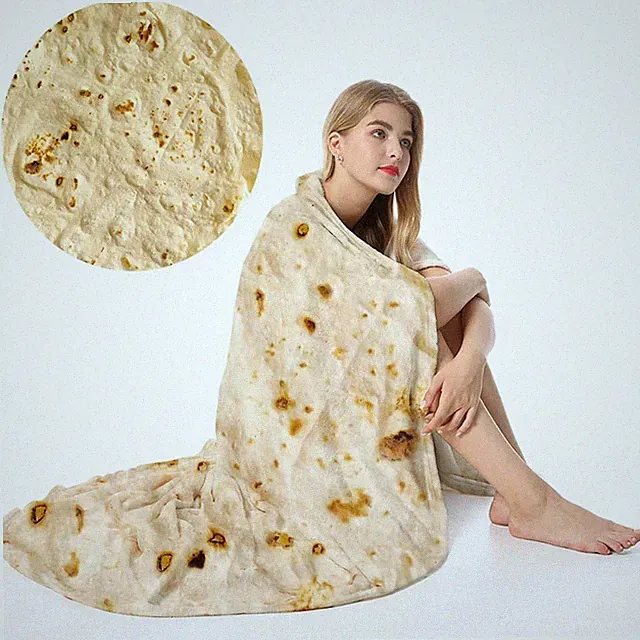 Soft Flannel Burrito Tortilla Blanket 70 X 70 Inches Round Throws Tortilla