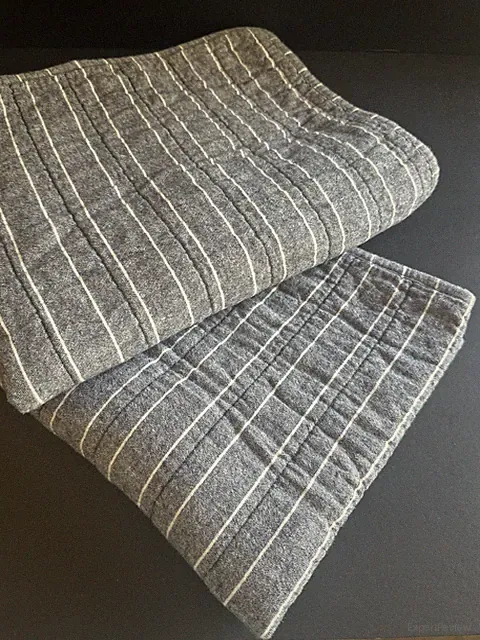 THRESHOLD Flannel Stripe Standard Shams Chambray 100% Cotton Quilted Set 2