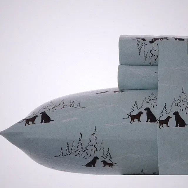 Twin Patterned Flannel Sheet Set Blue Dogs - Eddie Bauer