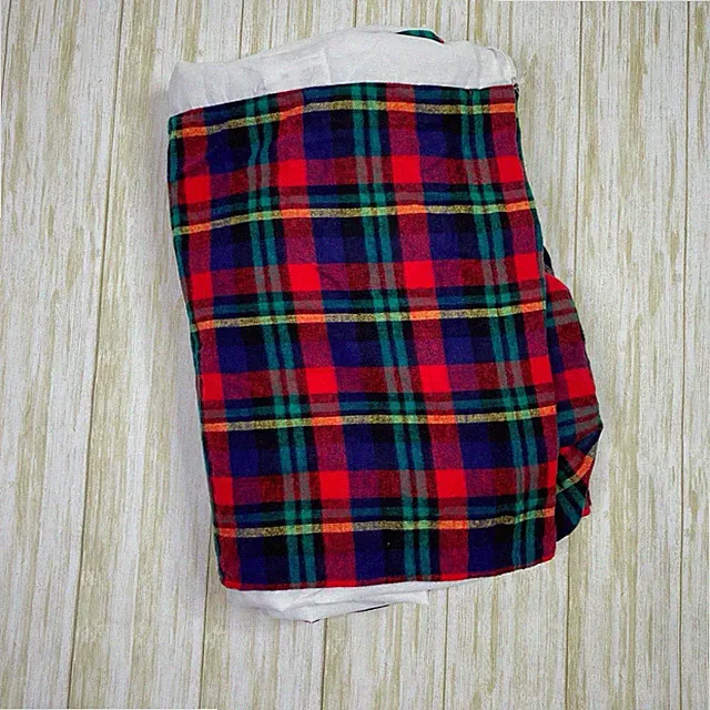 Vintage Dakotah Blue and Red Tartan Plaid Cotton Flannel Twin Bed Skirt New NWT