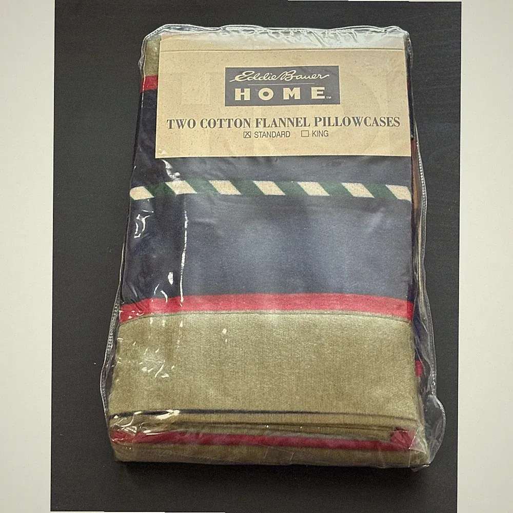 Vintage Eddie Bauer Cotton Flannel Pillowcases Set of 2 New