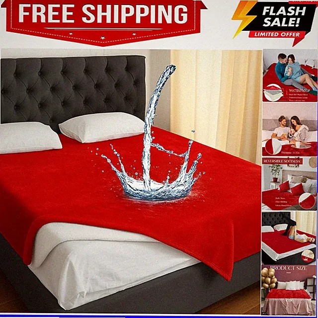 Waterproof Blanket and Stain Proof, Queen Size 80'' x 60'' Double Side Leakpr...