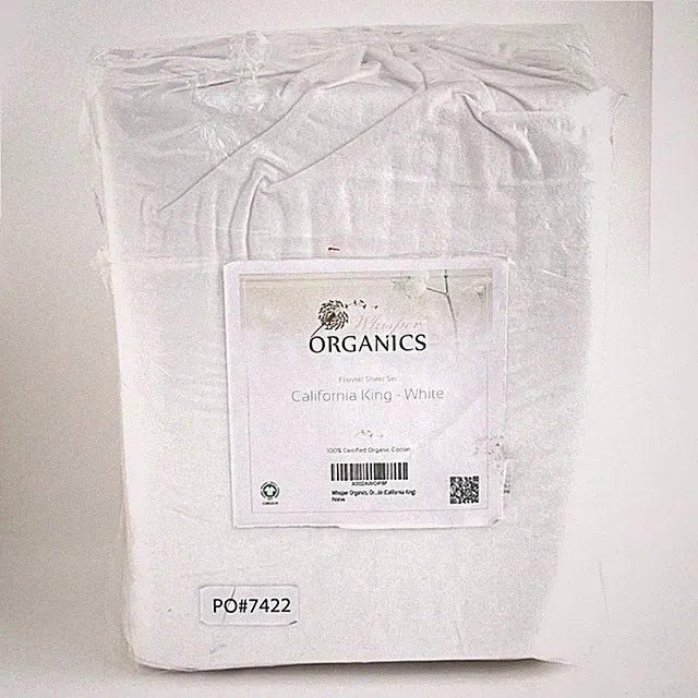 Whisper Organics California King 100% Organic Cotton Flannel Sheet Set White New